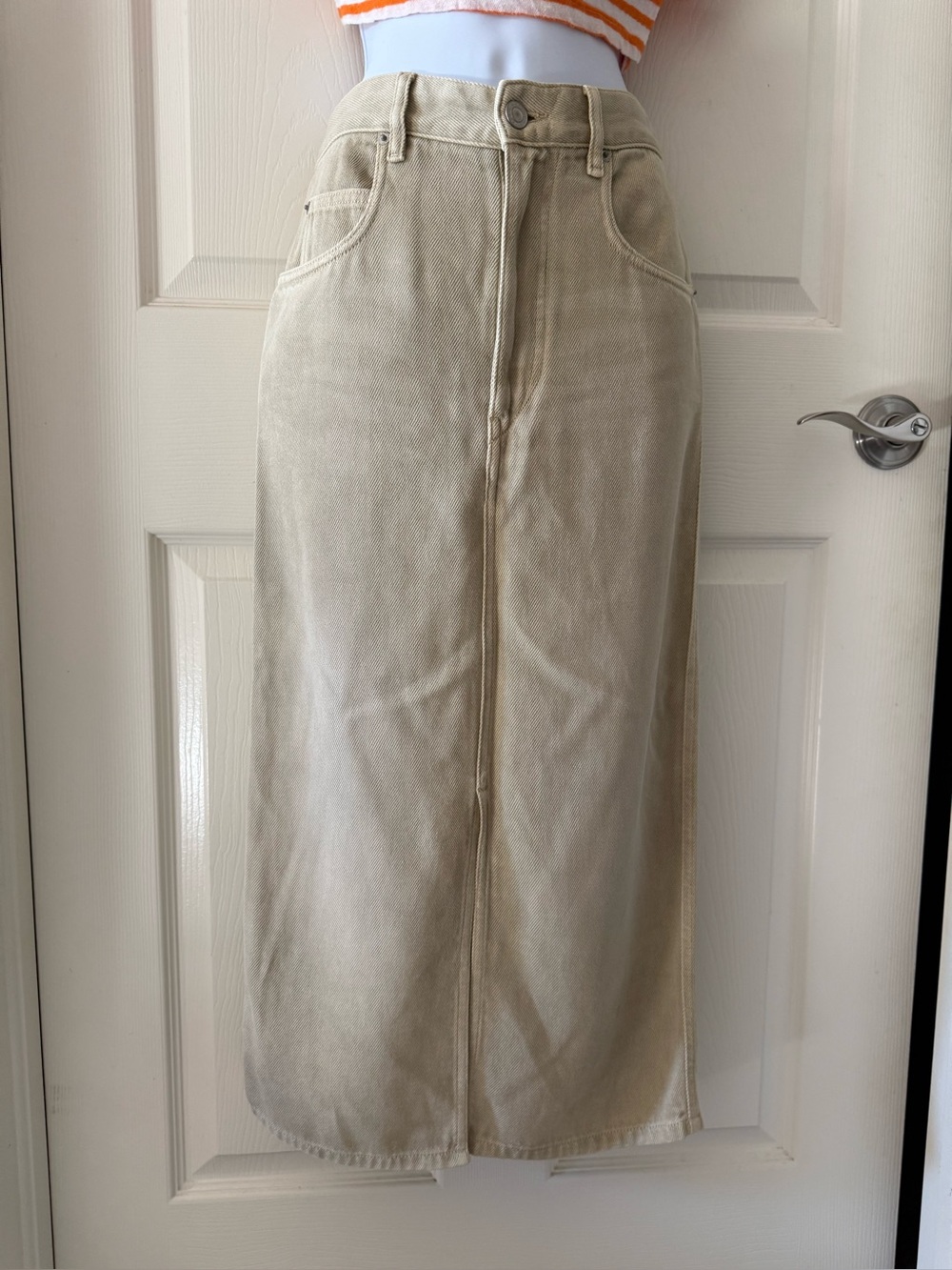 Marant Étoile Tilauria Ecru Denim Midi Skirt FR 34 US 2